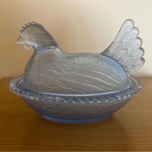 Blue Glass Hen Dish